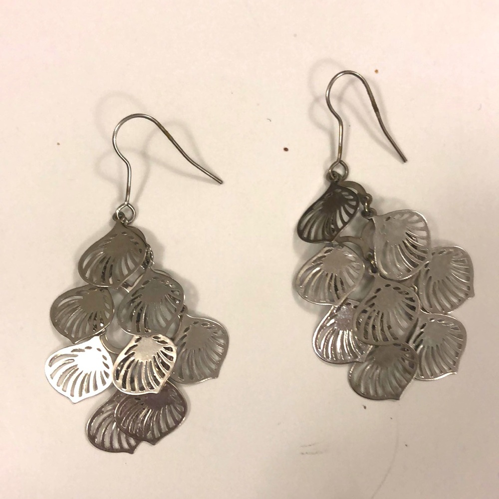 Silver Hanging Earrings Shell Design Excellent Condition